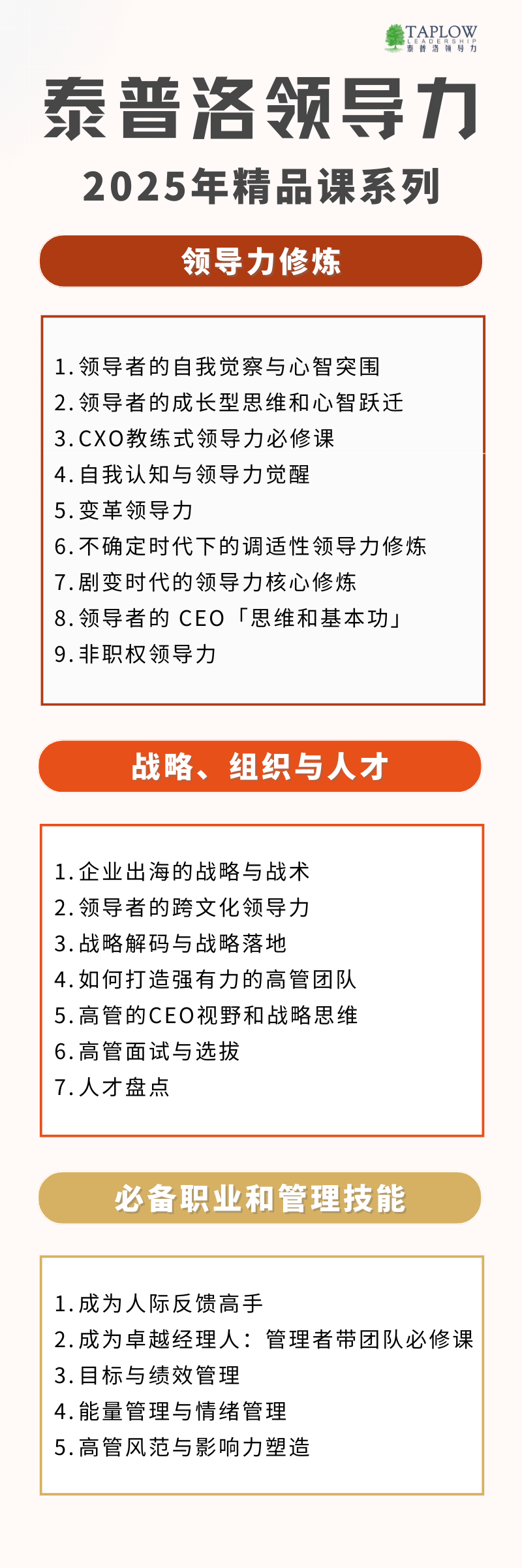 泰普洛2025最新领导力精品课发布